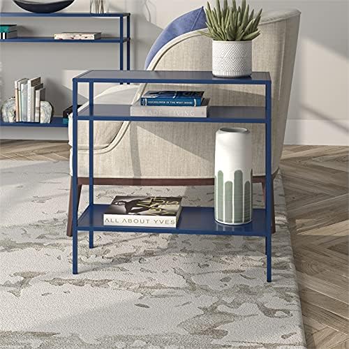 Henn&Hart 24" Wide Rectangular Side Table in Mykonos Blue, Table for Living Room, Bedroom