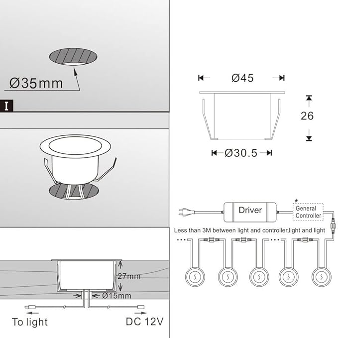 LED Deck Lights Kit, 50 Pack 1.77" RGBW+IC Multicolor Dynamic Low Voltage Recessed Landscape Lights, IP67 Waterproof 12V Step Light Outdoor for Garden Yard Path Ground Stairs, Work with Alexa/Google
