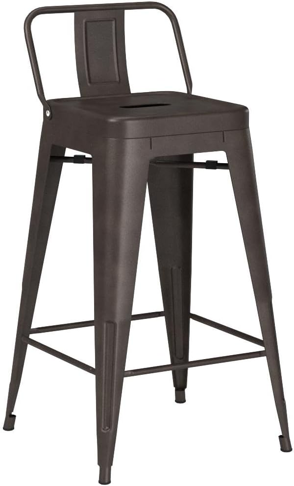 Tongli Metal Bar Stools Set of 4 Barstools Counter Height Bar Stools with Back Industrial Bar Stool Indoor Counter Stool Kitchen Island Stools Modern Bar Chair 26inch Rusty