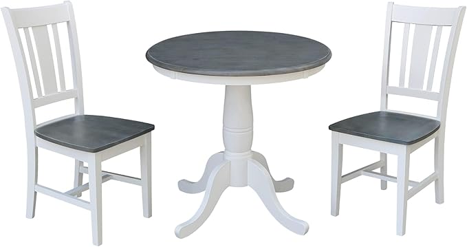 IC INTERNATIONAL CONCEPTS 30" Round Solid Wood Gray Table with 2 San Remo Chairs