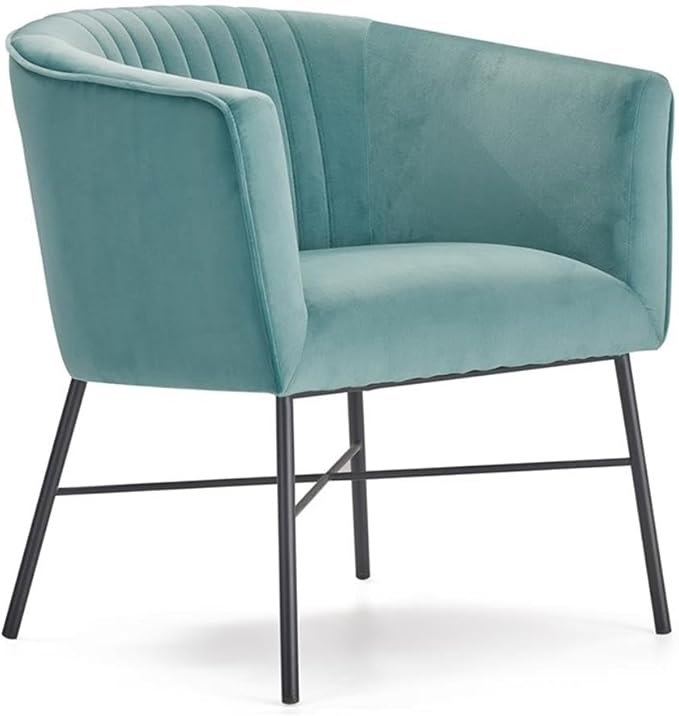 Leone Upholstered Accent Chair, Velvet Tufted Comfy Back Cushion Club Armchair, Modern Living Room Furniture for Small Spaces, Seaglass Teal