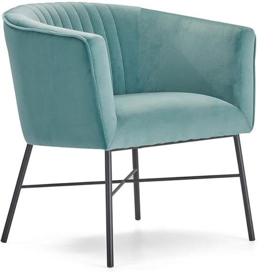 Leone Upholstered Accent Chair, Velvet Tufted Comfy Back Cushion Club Armchair, Modern Living Room Furniture for Small Spaces, Seaglass Teal