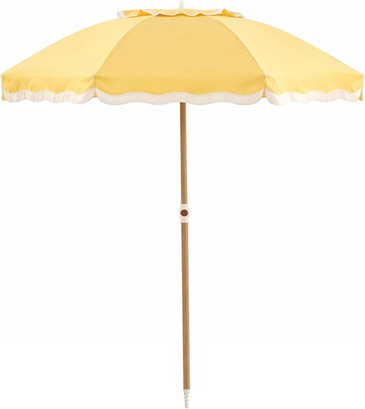 6FT Patio Beach Umbrella for Outdoor, UPF 50+ Sun Shade for Patio, Backyard, Garden, Pool and Beach, Tilt Adjustable, Portable, Harbour Mimosa