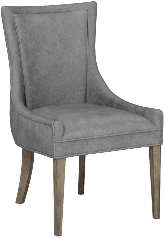 MADISON PARK SIGNATURE Ultra Dining Chairs Set of 2, Swoop Arm, Curved Back Chenille Upholstery Design, Solid Wood Legs, High Desnity Foam Seat Kitchen Furniture, Dark Grey, 23.25"W x 24.75"D x 39"H