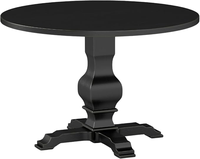 Roundhill Furniture Havre Pedestal Base Round Dining Table, Black