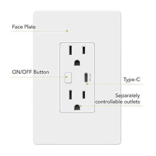 BN-LINK Smart Electrical Outlet with 2 Controlled Plugs and Type-C Charging, in-Wall Smart Wi-Fi Outlet with Voice and APP Remote Control, Compatible with Alexa and Google Assistant, 2.4GHz Wi-Fi Only