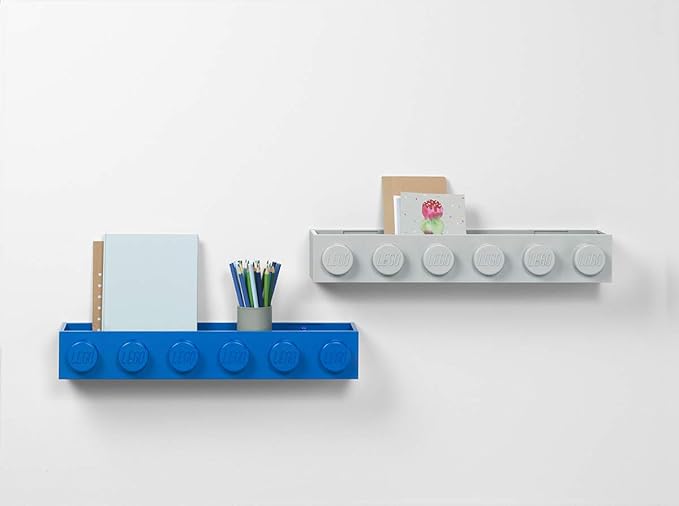 Room Copenhagen, Lego Book Rack - Decorative Floating Shelf Storage - Blue