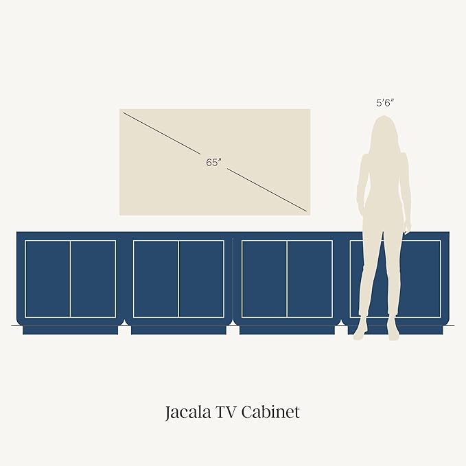 Nathan James Jacala Mid Century Modern Entryway Storage Cabinet with Doors, Living Room Accent Cabinet with Wood Frame, Light Brown Set of 4