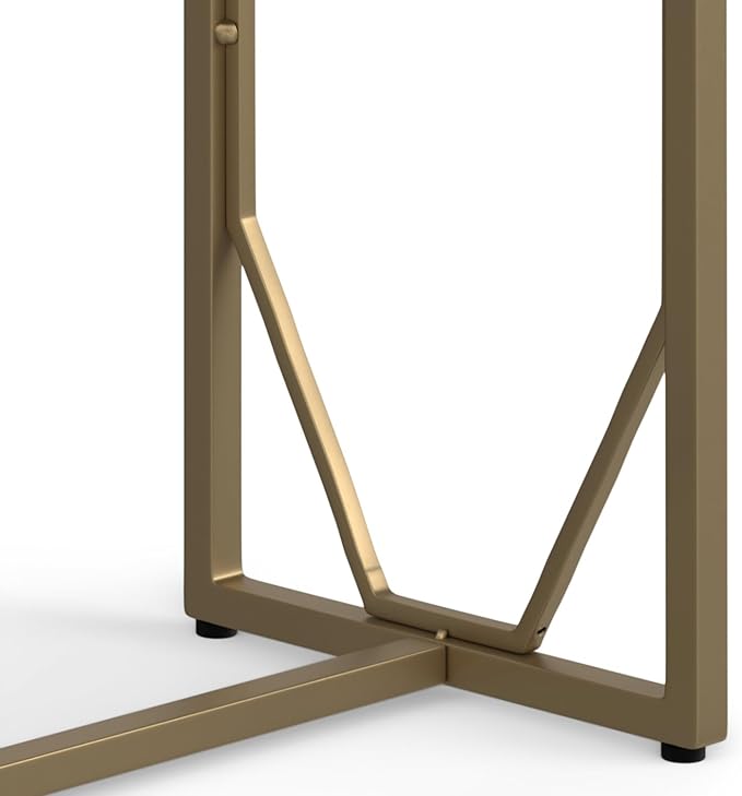 SIMPLIHOME Selma Contemporary 20 Inch Wide Metal and Wood Accent Side Table in Cognac, For the Living Room and Bedroom