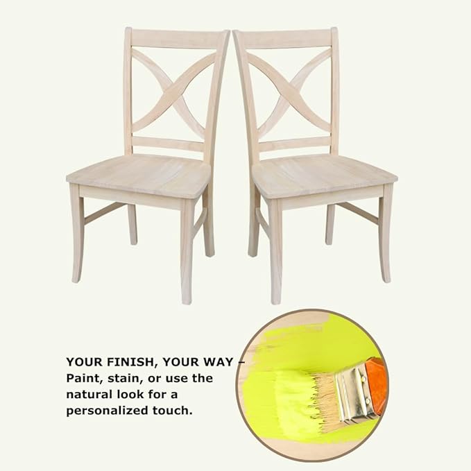 Set of Two Vineyard Curved X Back Dining Chairs, Unfinished