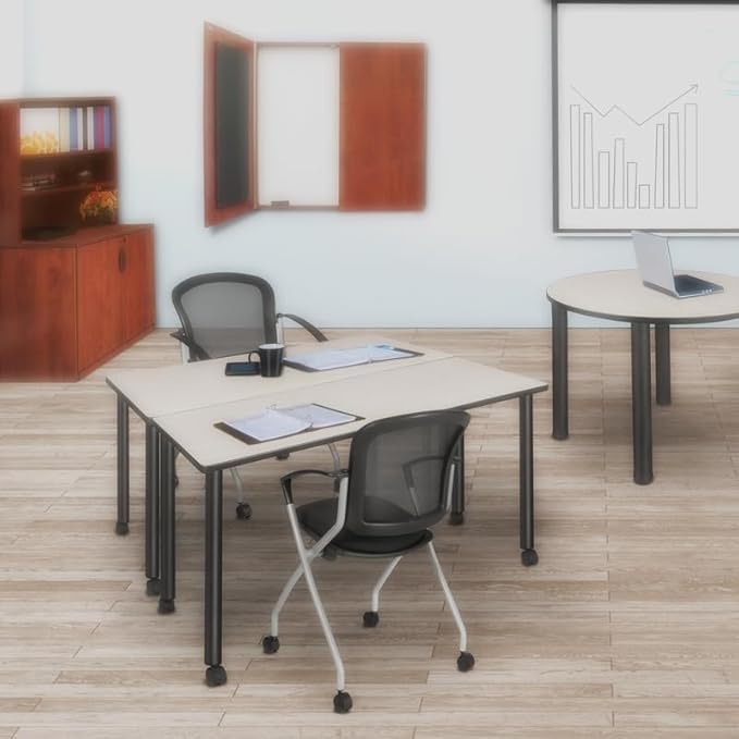 Regency Kee 42 x 24 in. Mobile Training Seminar Table- Maple Top, Black Legs