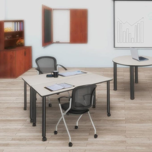 Regency Kee 42 x 24 in. Mobile Training Seminar Table- Maple Top, Black Legs