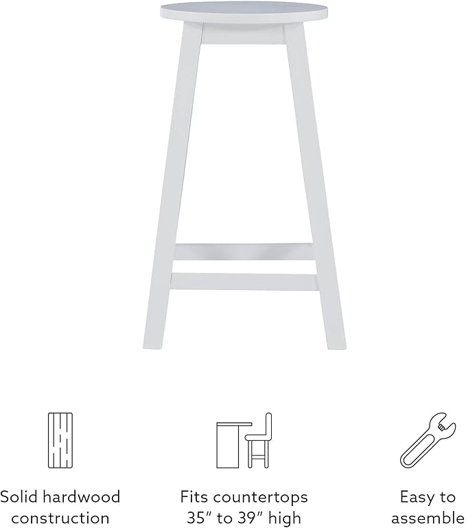 Zeke White 24" Counter Stool with Round Seat by Linon
