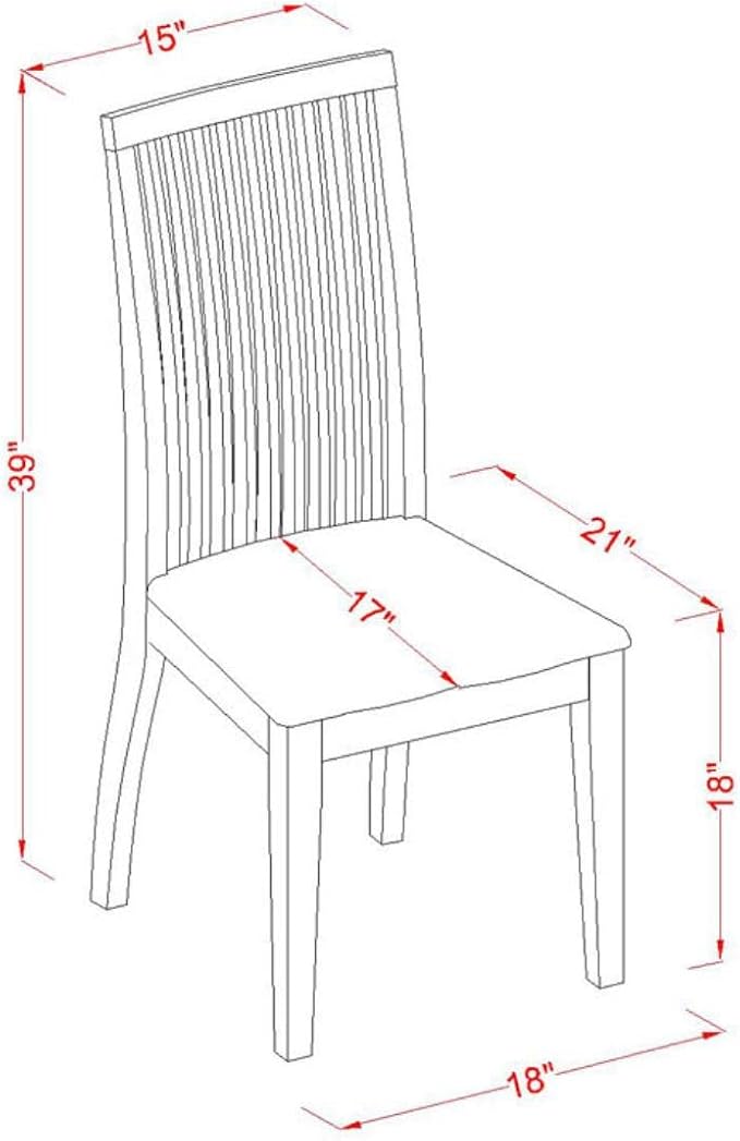 East West Furniture IPC-BMK-W Ipswich Dining Room Chairs - Slat Back Wood Seat Chairs, Set of 2, Buttermilk & Cherry