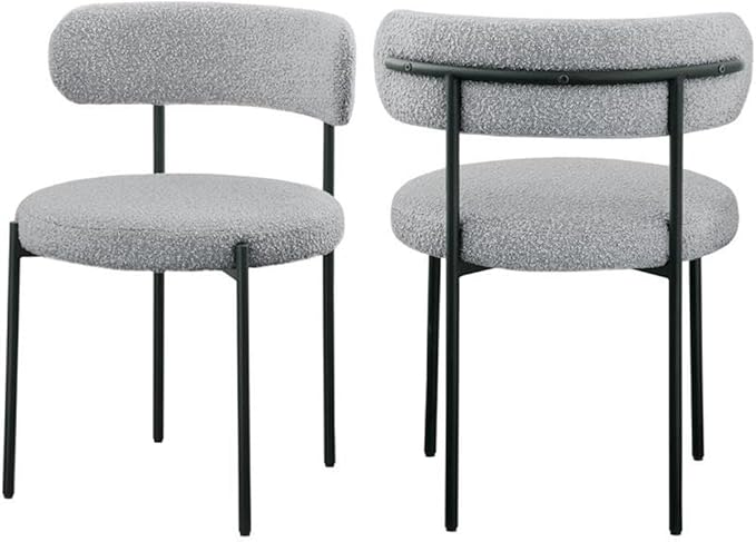 Meridian Furniture Beacon Grey Boucle Fabric Dining Chair
