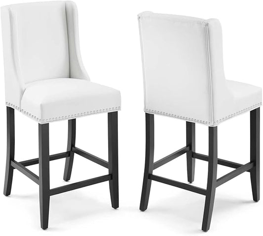 Modway Baron Counter Stool Faux Leather Set of 2, White