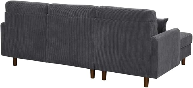 Eafurn L Shaped Modular Sectional Sofa with Left Chaise Lounge, 3 Seater Corner Sectional Couch Corduroy Upholstered Sofa Set w/Thickness Seat Cushions for Living Room Apartment | Wooden Frame, Removable Cushions, pocket spring, Easy Assembly