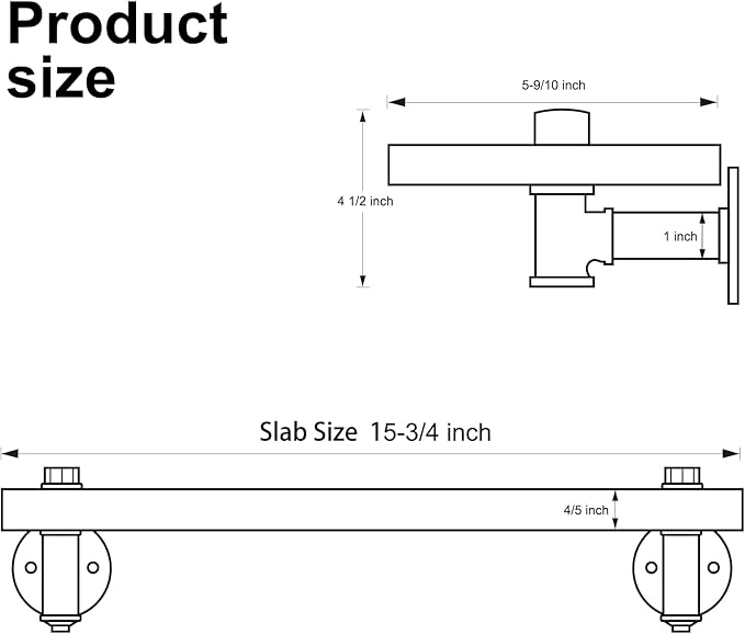 HouseAid Industrial Pipe Floating Shelves, Rustic Farmhouse Pipe Shelf for Living Room, Bedroom, Bathroom and Kitchen, Wall Mounted, Matte Black (2 Pack)