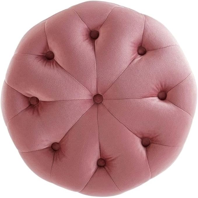 Modway EEI-3778-DUS Anthem Tufted Button Round Performance Velvet Ottoman, Dusty Rose