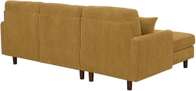 Eafurn L Shaped Modular Sectional Sofa with Left Chaise Lounge, 3 Seater Corner Sectional Couch Corduroy Upholstered Sofa Set w/Thickness Seat Cushions for Living Room Apartment | Wooden Frame, Removable Cushions, pocket spring, Easy Assembly