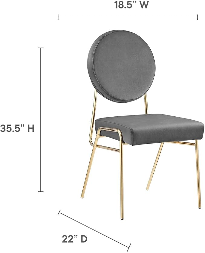 Modway Craft Performance Velvet Upholstered Side Dining Chair in Gold Gray