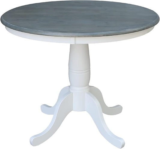 IC INTERNATIONAL CONCEPTS 36" Round Solid Wood Gray Table-Dining Height