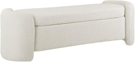 Modway Nebula Boucle Upholstered Storage Bench in Ivory