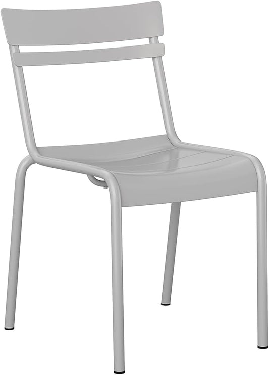 Flash Furniture Nash Commercial Grade Steel Stack Chair, Indoor-Outdoor Armless Chair with 2 Slat Back, Silver