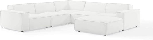 Modway Restore Upholstered Sectional Sofa, 6-Piece Set, White