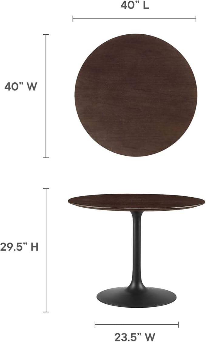 Modway Lippa Dining Table, 40", Black Cherry Walnut
