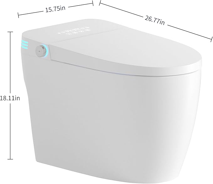 Smart Toilet with Bidet Built In&Auto Flush, Hands-Free One-Piece Modern Toilet, Heated Seat & Instant Warm Water, Foot Sensor & Remote Control, Easy DIY Installation(Elongated, White)