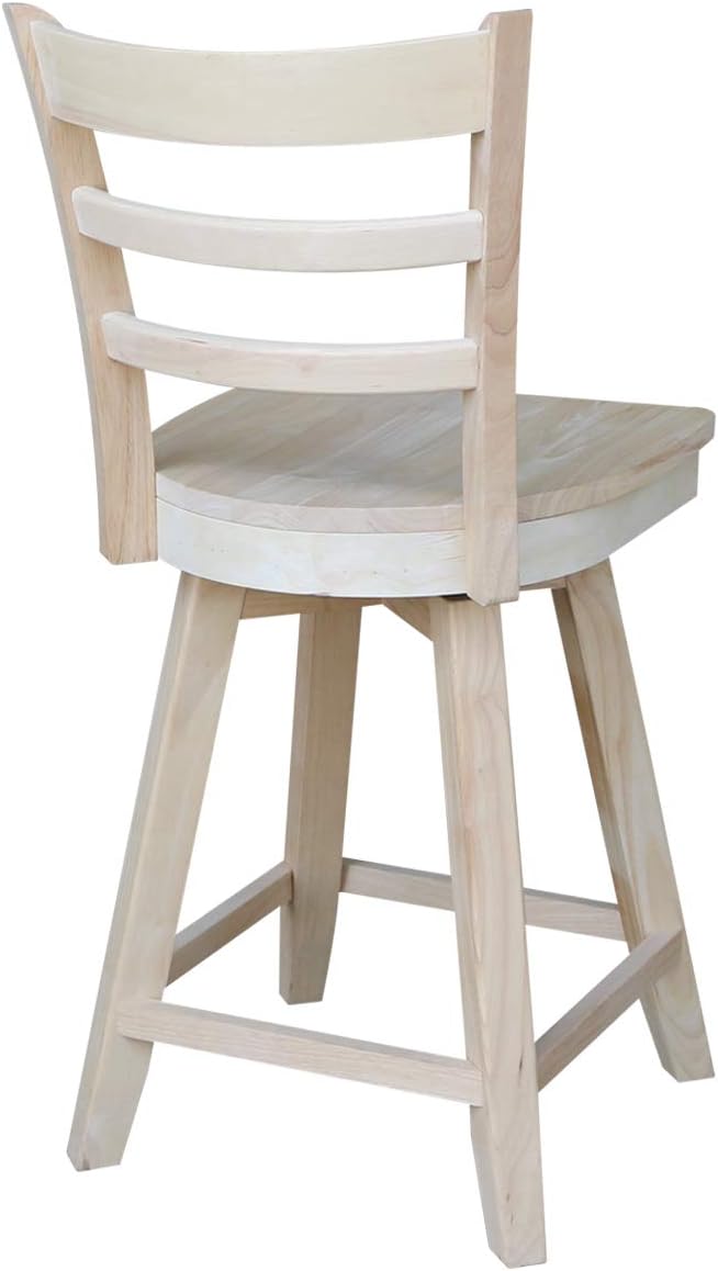 International Concepts Emily Counterheight Stool-24 Seat Height-with Swivel and Auto Return Dining Chairs, Unfinished