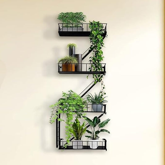 Fire Escape Wall Shelf - 4-Tier Trinket & Action Figure Display with Screwdriver & Screws, Unique Rustic Floating Action Figure Display for Bathroom & Living Room & Home Decor (4 Tier, 1)