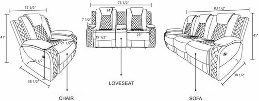 Electric Power Recliner Sofa Living Room Furniture, Comfy Home Theater Breathing Leather Seating with USB 2.0 Charging Ports, LED Light Strips, Fold-Down Table & Wireless charging device (White)