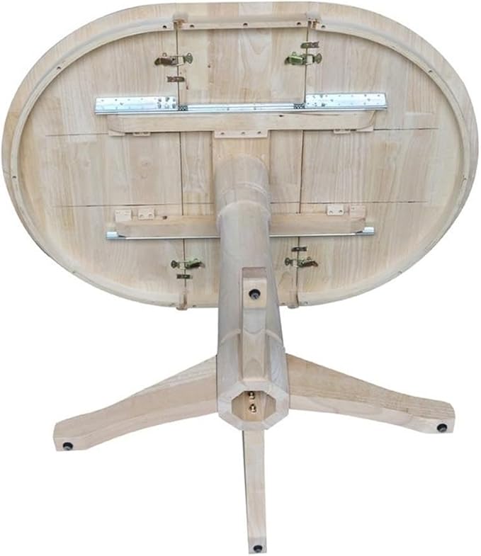 International Concepts 36" Round Top Pedestal Table with 12" Leaf-34.9" H-Dining or Counter Height, Unfinished