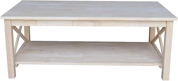 Hampton Solid Wood Coffee Table, Unfinished