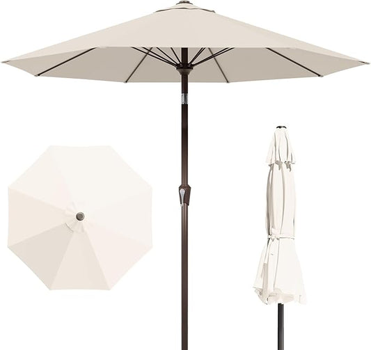 PatioKingdom Auto-Tilt 9FT Patio Umbrella Outdoor with 8 Sturdy Fiberglass Ribs,Market Table Umbrella for Pool,Backyard,Deck and Garden