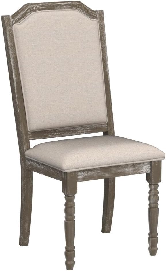 Roundhill Furniture Ferran Wood Pedestal Dining Chair, Reclaimed Gray Set of 2