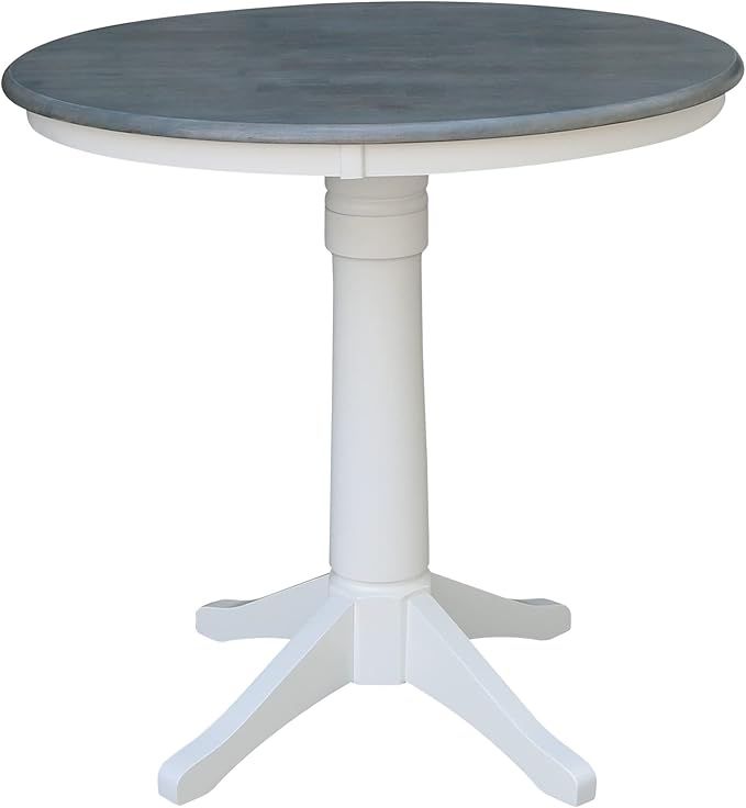 IC INTERNATIONAL CONCEPTS 36" Round Solid Wood Gray Table-Counter Height