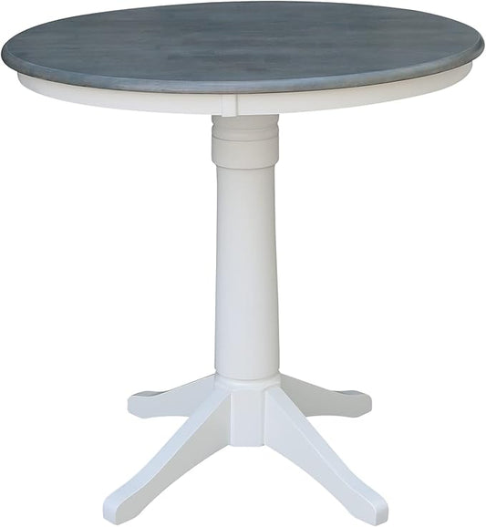 IC INTERNATIONAL CONCEPTS 36" Round Solid Wood Gray Table-Counter Height