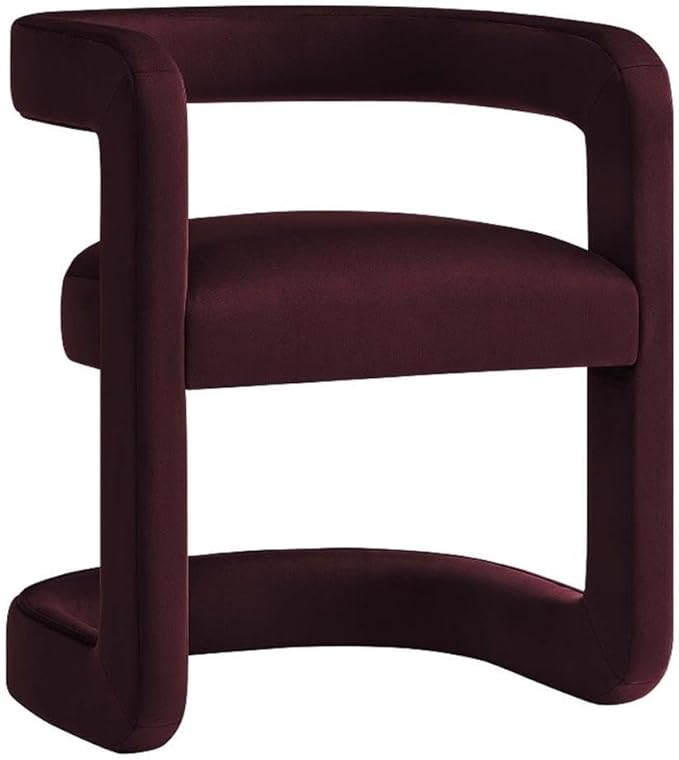 Modway Winslow Stain-Resistant Performance Velvet Dining Chair in Mulberry - Open Back Barrel Armchair - Upholstered Dining Chair - Cozy Reading Chair or Velvet Vanity Chair