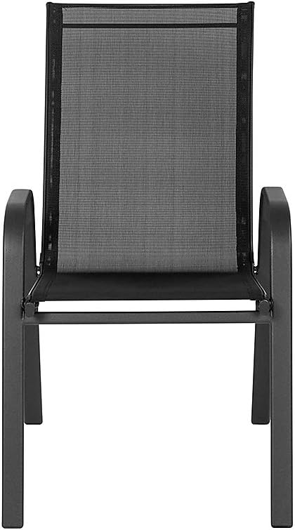 Flash Furniture Brazos Series Outdoor Stackable Patio Chairs with Flex Comfort Material, Stacking Outdoor Modern Sling Patio Chairs, Set of 5, Black