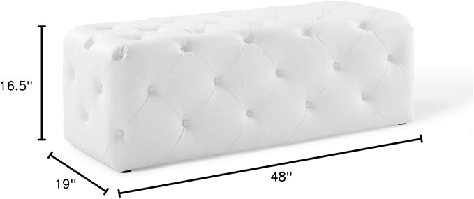 Modway EEI-3767-WHI Anthem 48" Tufted Button Entryway Faux Leather Bench, White