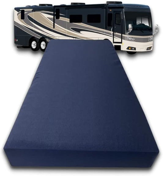 FoamRush 6-Inch Truck (36" x 76") Gel Memory Foam RV Mattress Replacement with Canvas Navy Cover, Medium Firm, Made in USA, Camper Trailer, Removable Water-Resistant Outdoor/Indoor Cover w Zip