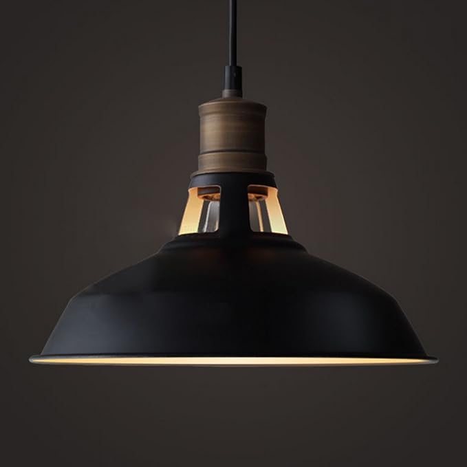 CLAXY Industrial Pendant Light Black Hanging Pendant Light Fixture Barn Shade for Kitchen Bar Restaurant Cafe, 3 Pack
