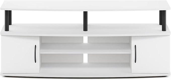Furinno Jaya Entertainment Center Stand Unit/TV Desk for up to 55 inch, White/Black