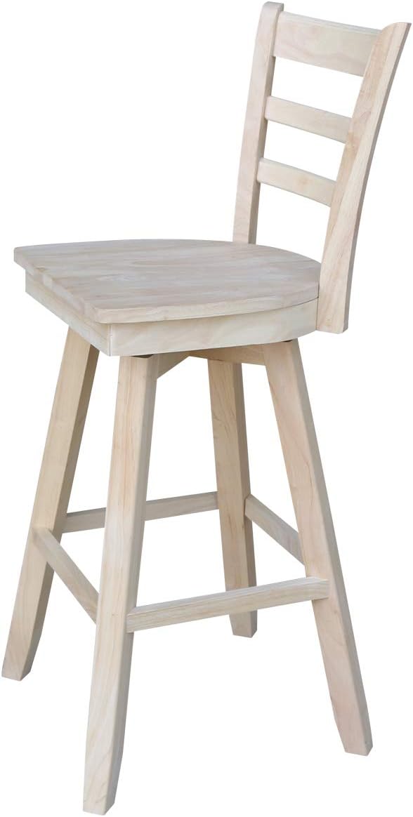 International Concepts Emily Bar Stool-30 Seat Height-with Swivel and Auto Return Chair, Brown