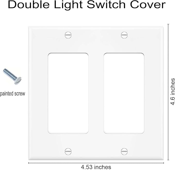 Decorator Wall Plates 2-Gang Switch Outlet Electrical Cover Plate Unbreakable Thermoplastic Faceplate for Light Receptacle Outlet Switch, White (10 Pack)