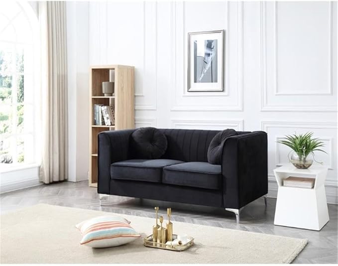 Glory Furniture Delray Velvet Loveseat in Black