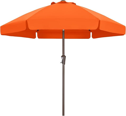 ABCCANOPY 7.5ft Scalloped Patio Umbrella, Outdoor Table Umbrella with Tilt and Crank, Fiberglass Ribs Deck Umbrella for Patio, Pool, Garden, Picnic (Orange)